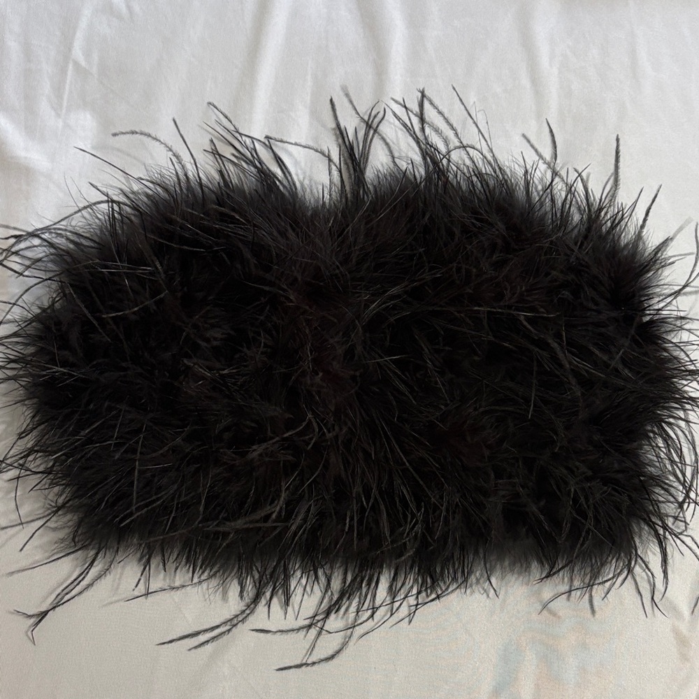 Stylish Black Feather Crop Top